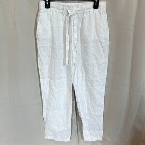 Mango Linen Pants Small White‎ Pull On Lagenlook Clean Girl Beachy Coastal 18625